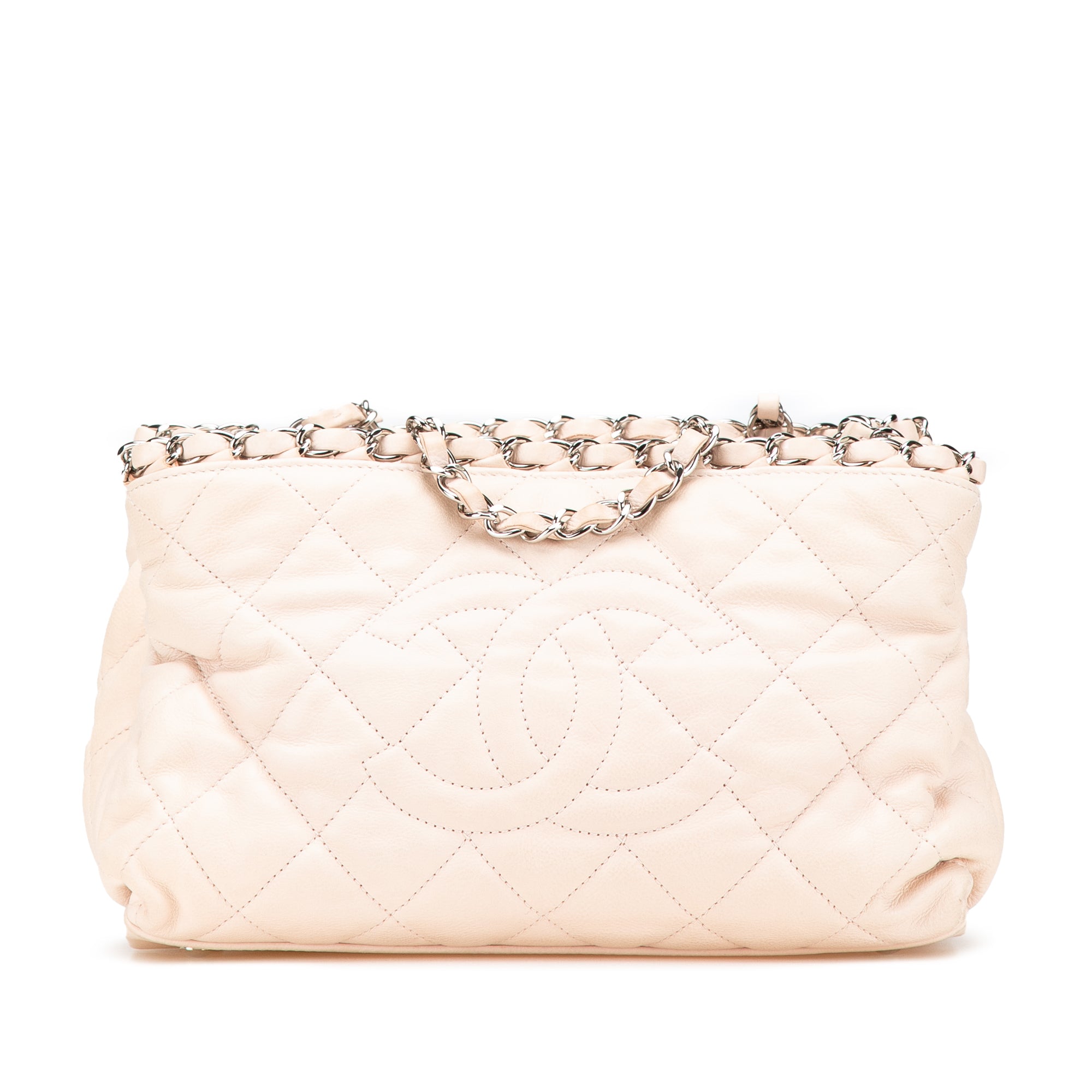 Chanel | Pre-Owned Mini Quilted Lambskin Chain Me Tote | Brown/Light Beige
