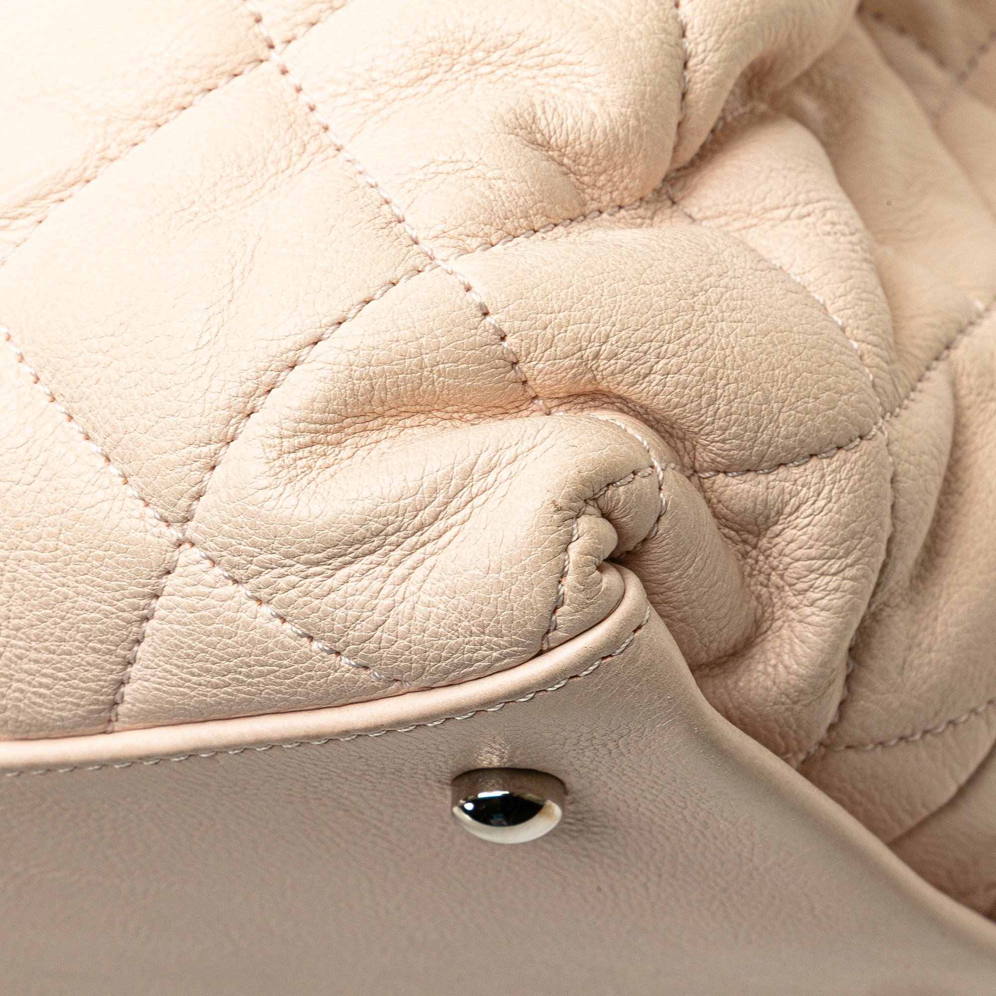 Chanel | Pre-Owned Mini Quilted Lambskin Chain Me Tote | Brown/Light Beige