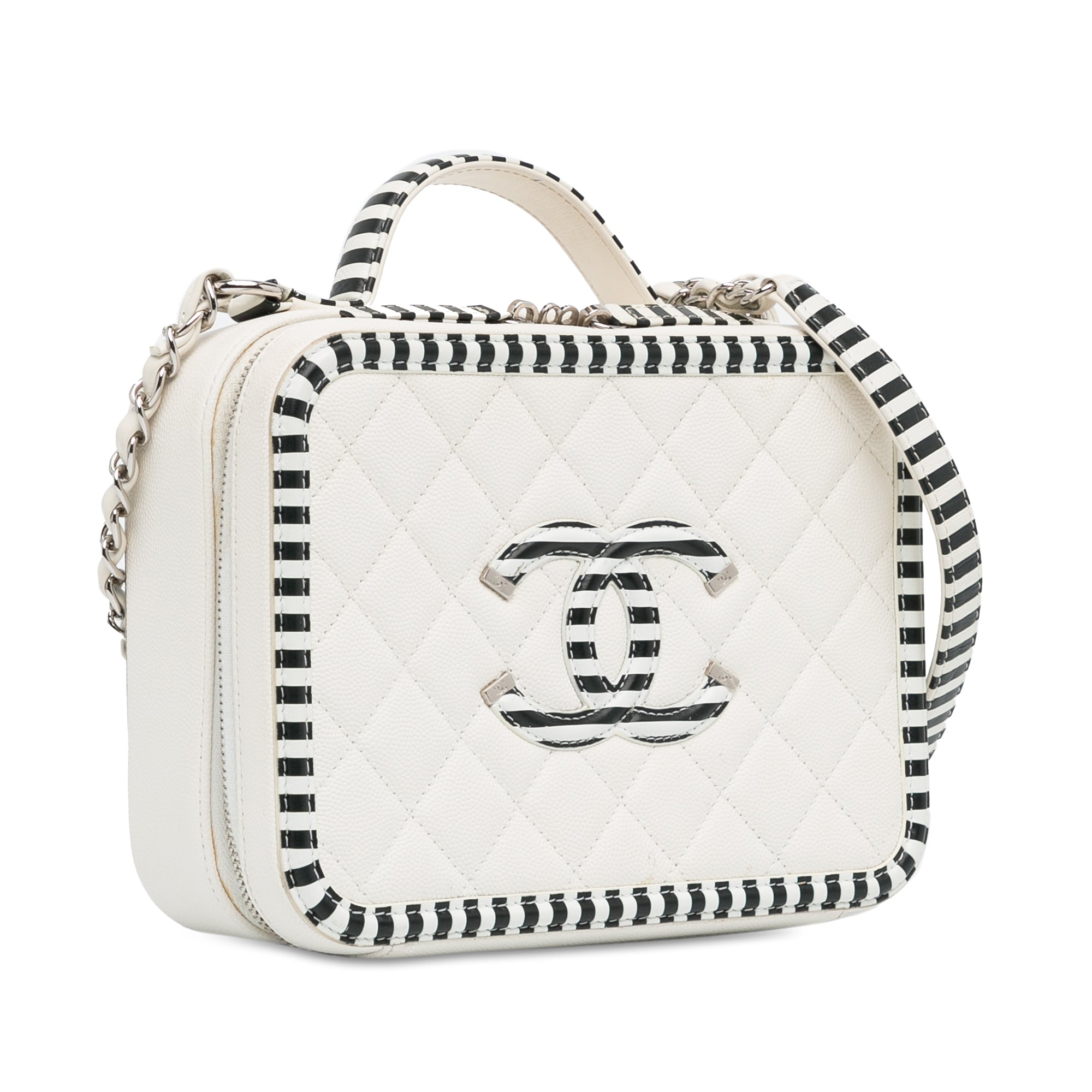 Chanel | Pre-Owned Medium Caviar CC Filigree Vanity Case | White