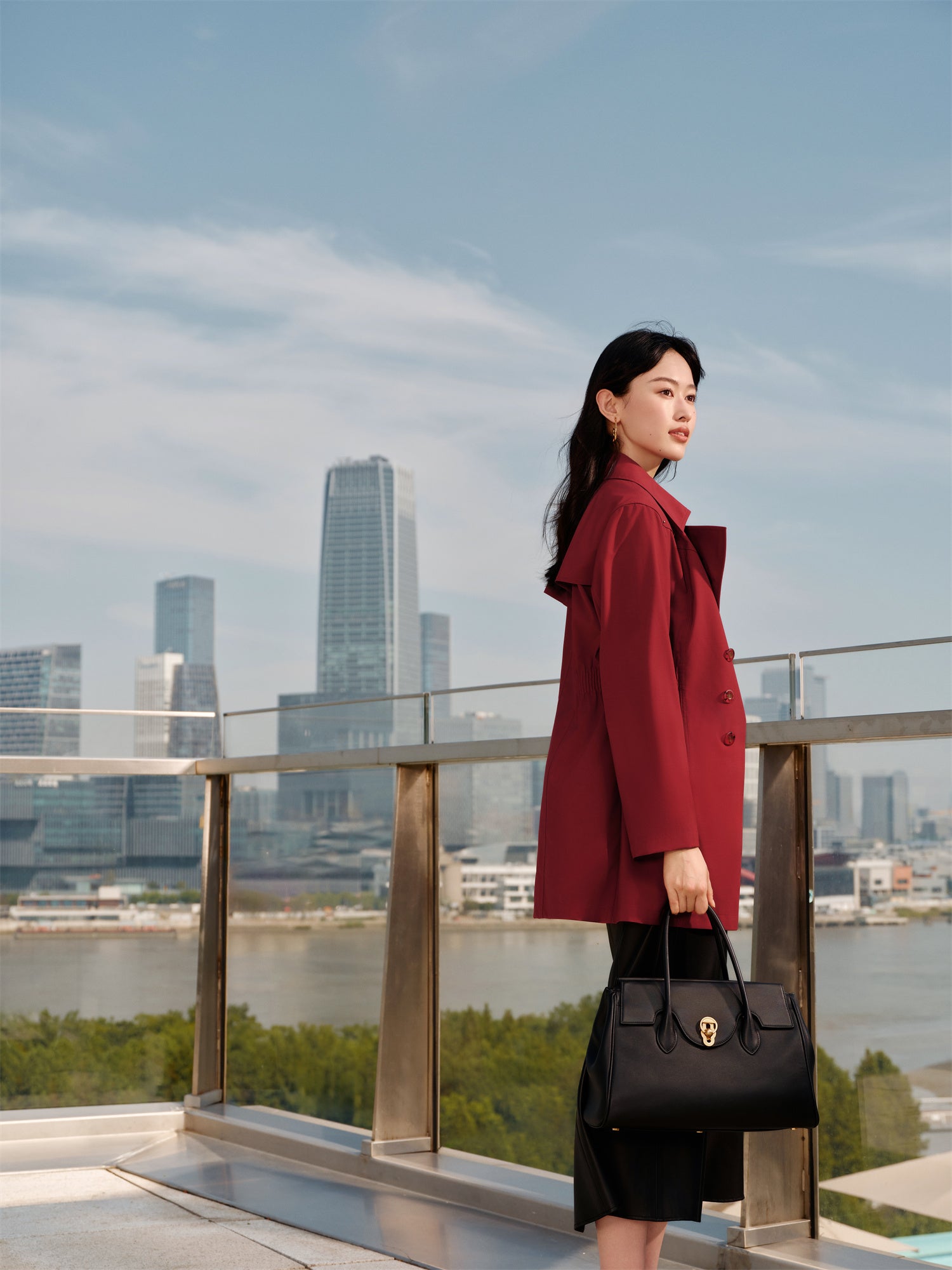 Wool Trench Coat | Red