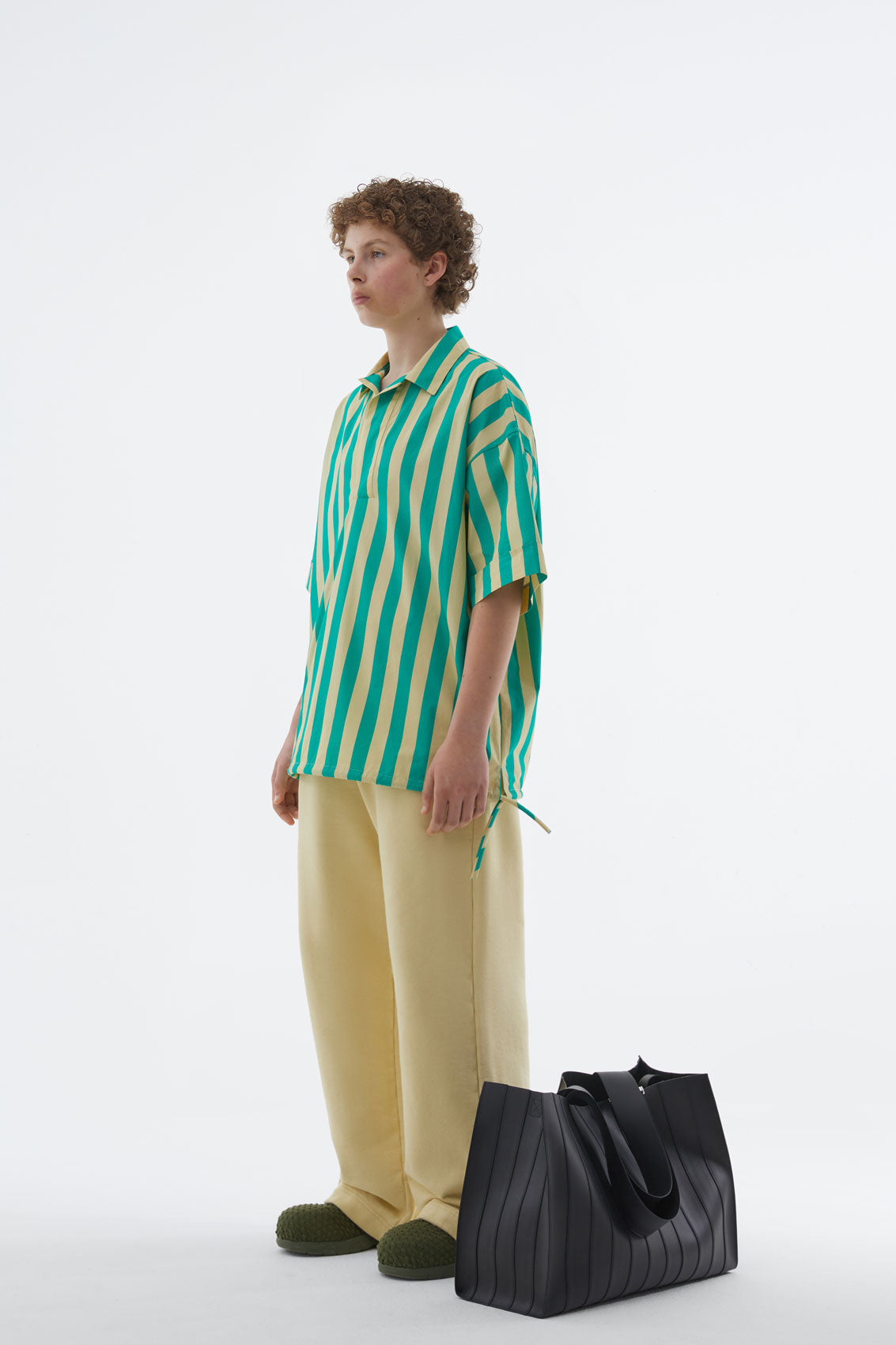 Short-Sleeved Shirt | Men | Light Yellow x Green