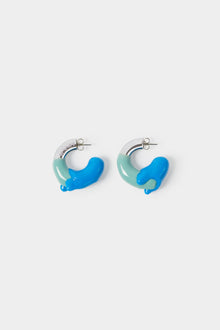 Small Rubberized Earrings Silver | Women | Sage Green x Blue