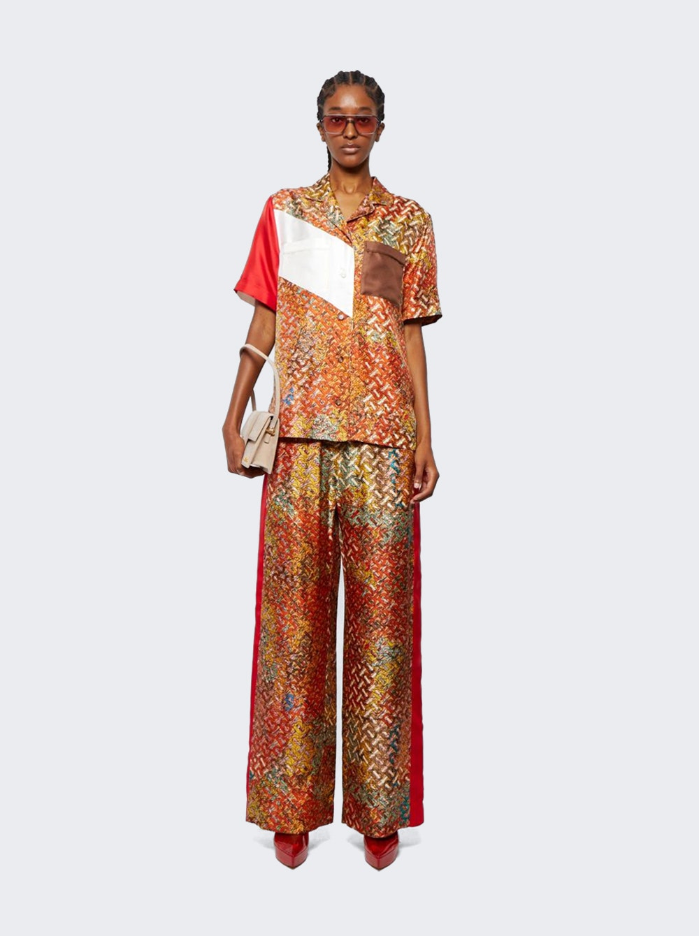 Women | BURBERRY | Printed Flowy Pants With Elastic Orange
