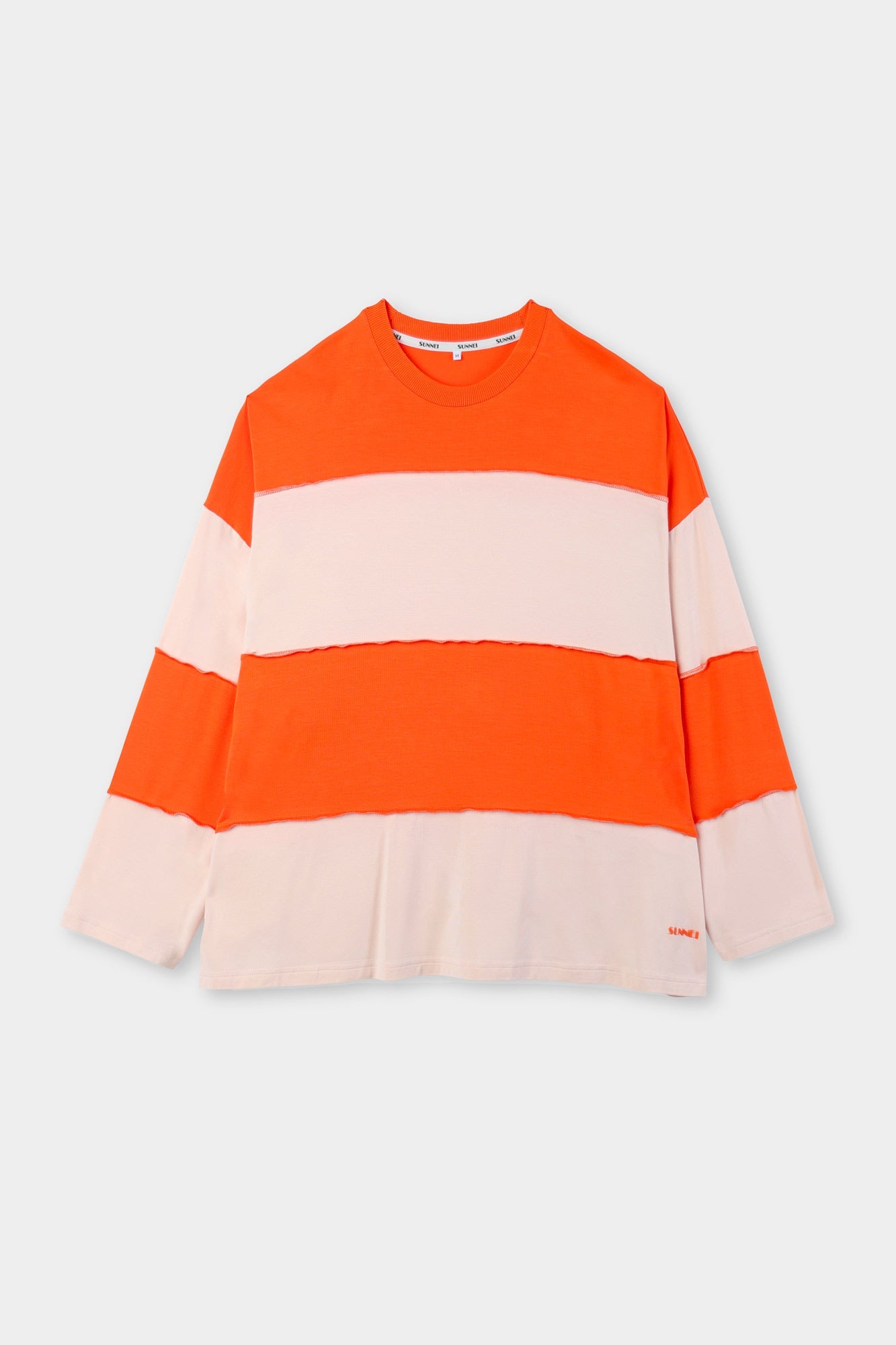 Panel Longsleeve T-Shirt | Unisex | Orange x Cream Stripes