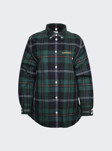 Women | BURBERRY | Embroidered Logo Check Wool Overshirt Dark Viridian Green