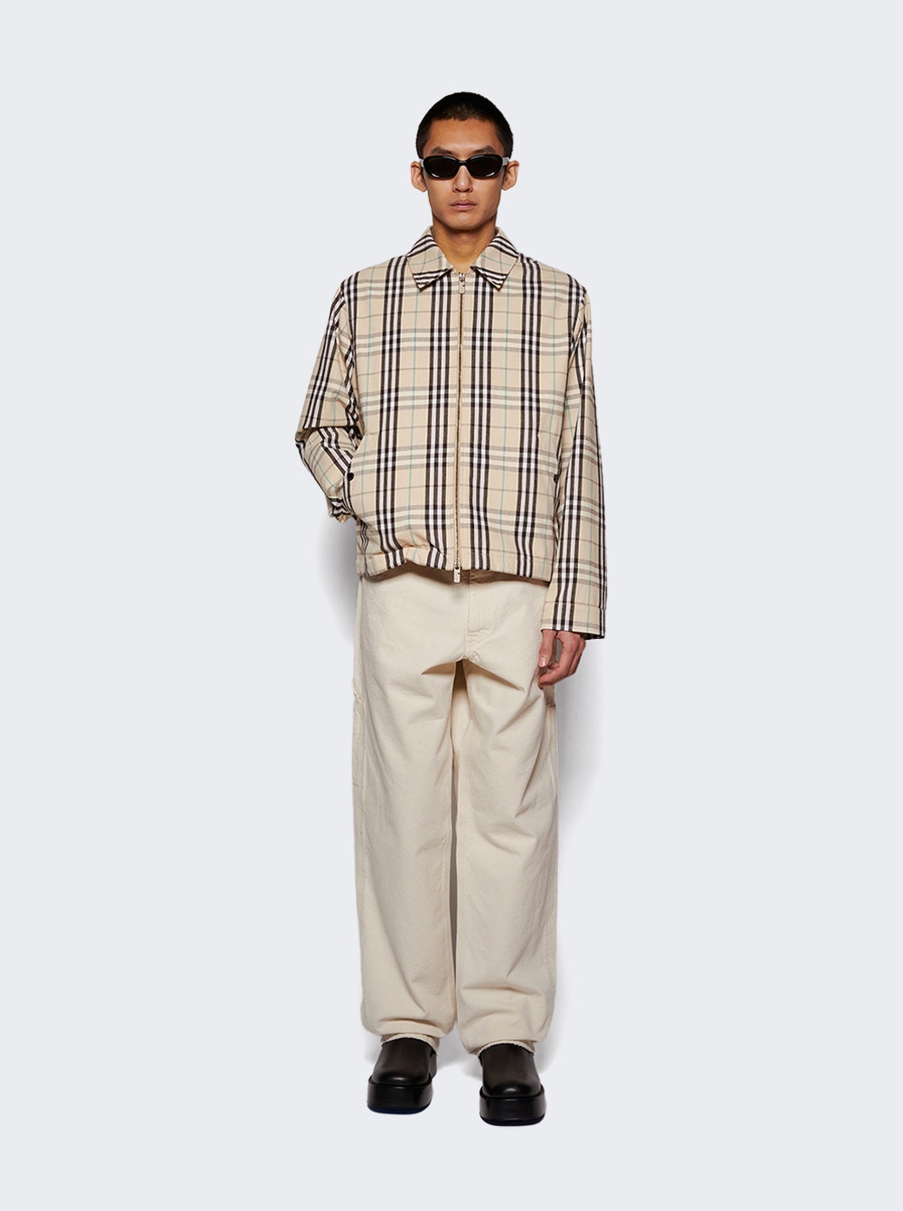 Men | BURBERRY | Check Cotton Harrington Jacket | Husk