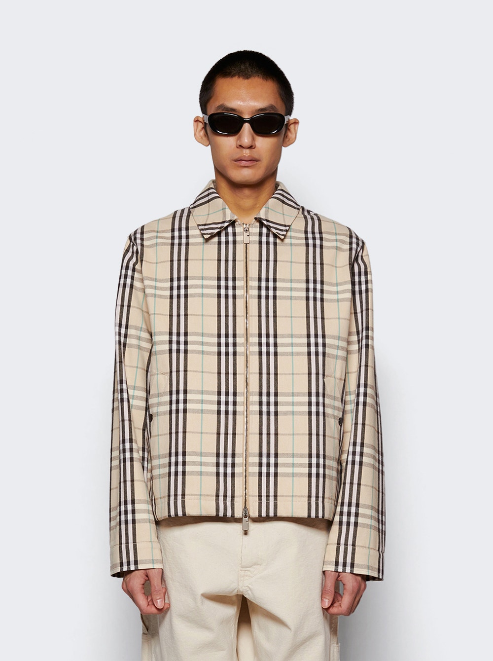 Men | BURBERRY | Check Cotton Harrington Jacket | Husk