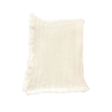 Oatmeal Organic Cotton Knit Pom Pom Blanket | Oat