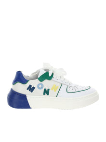 Girls | Lace-Up Nappa Sneakers | White/Bluette