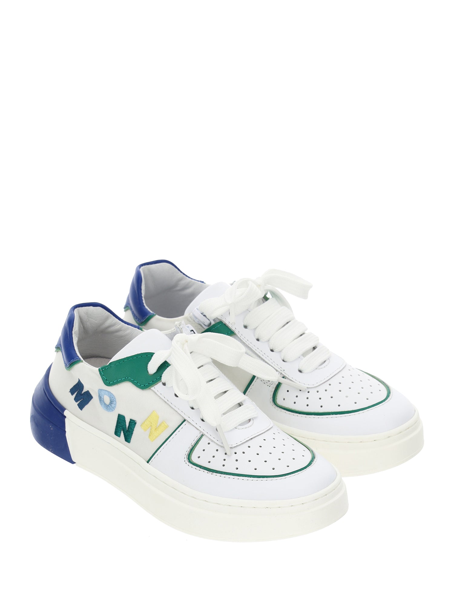 Girls | Lace-Up Nappa Sneakers | White/Bluette