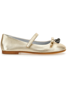Girls | Laminated Leather Ballet Flats | Platinum