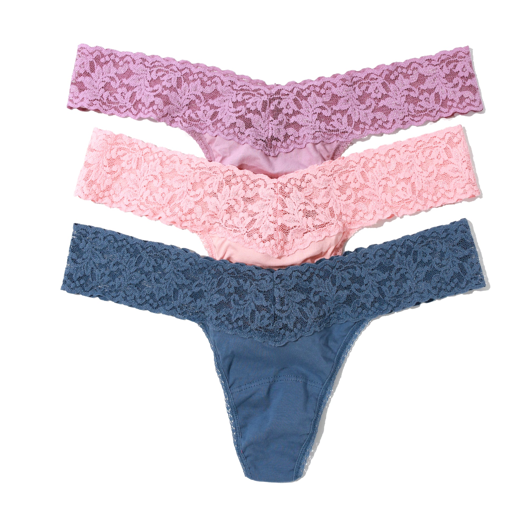 3-Pack Cotton Low Rise Thong | Water Lily/Rosita Pink/ Washed Indigo