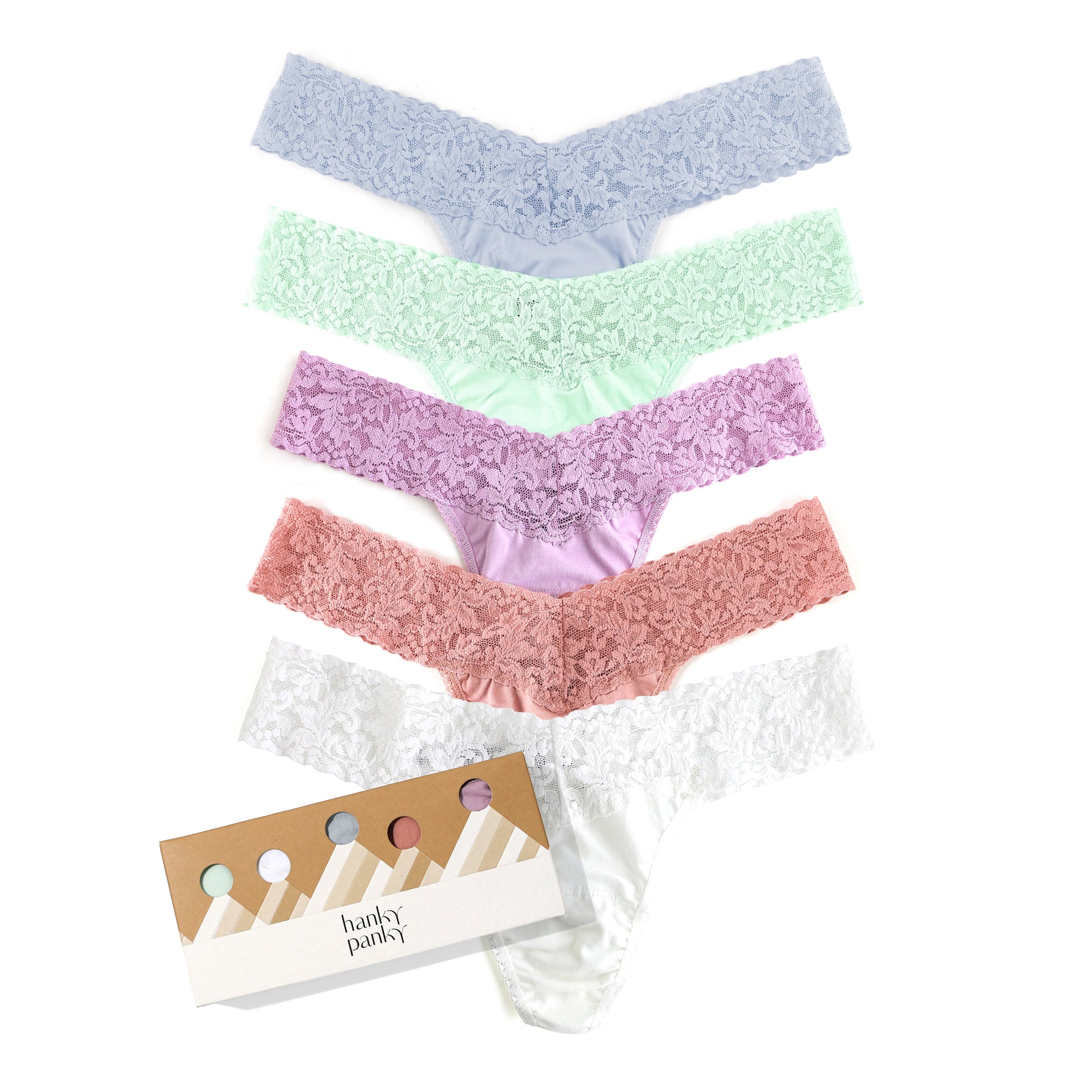 5-Pack Cotton Low Rise Thongs | Dove Grey/Cucumber/Waterlily/Rooibos/White