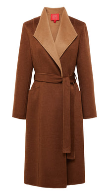Two-Tone Wrap Coat | Brown/Beige