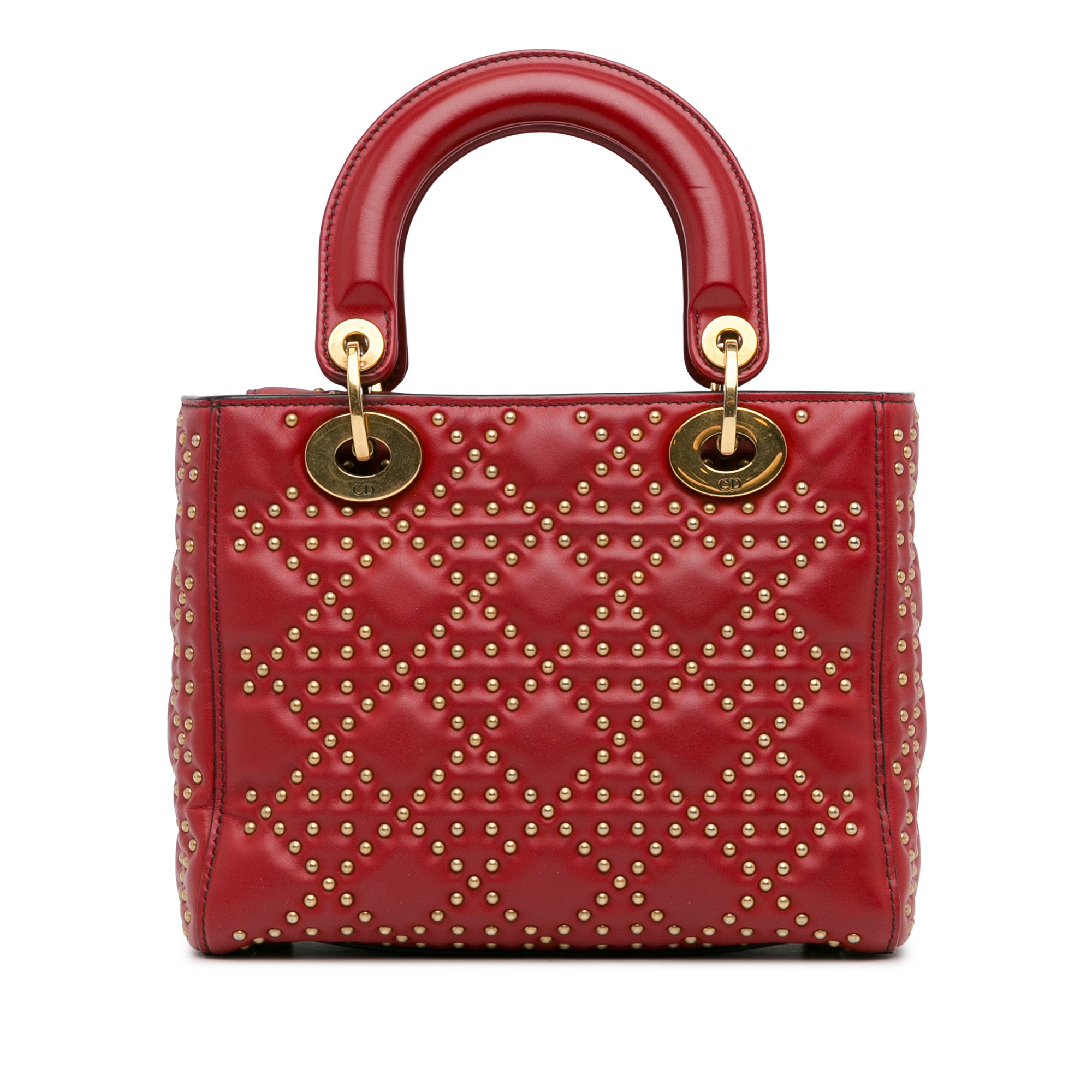 Dior | Pre-Owned Small Lambskin Cannage Studded Supple Lady | Red