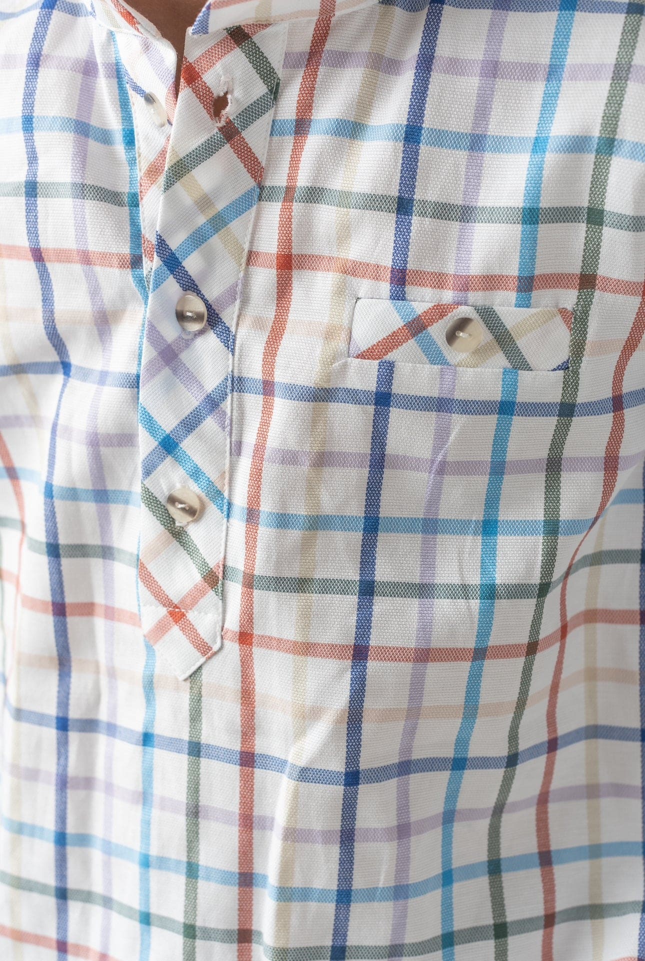 Charlie Checkered Mandarin Collar Shirt | Checkered