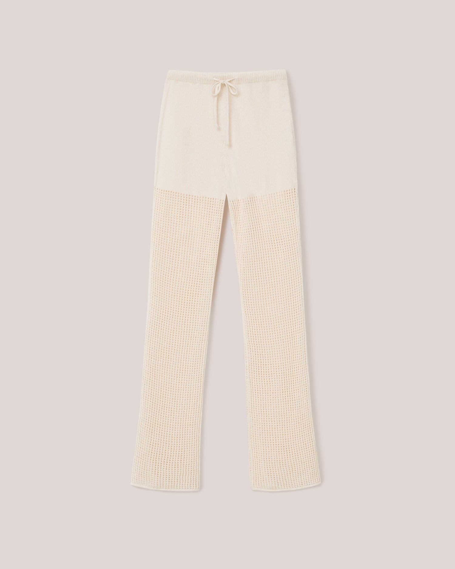 Womens | Kaela Cotton-Crochet Loose Textured Trousers | Creme