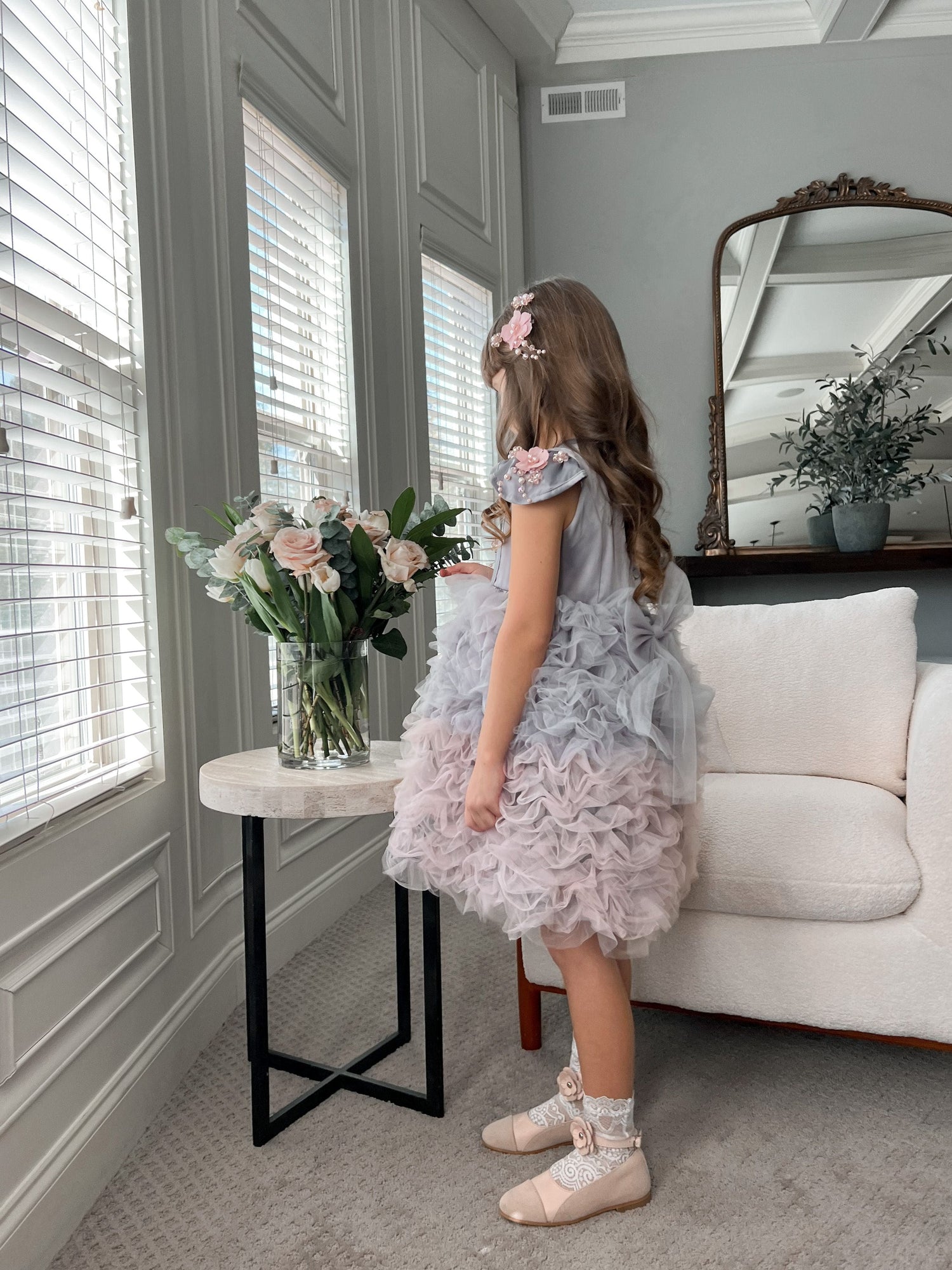 Mia Grey and Pink Ombré Cupcake Tulle Dress | Grey