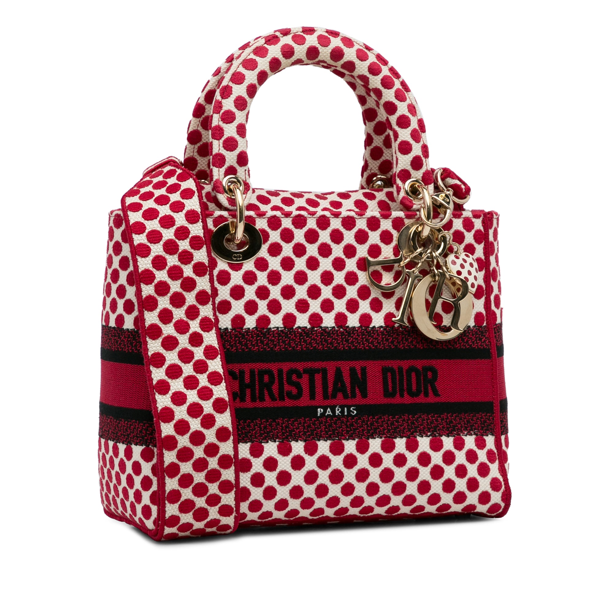 Dior | Pre-Owned Medium Embroidered Canvas DiorAmour Dots Lady D Lite | Red