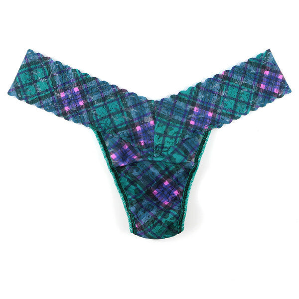 Signature Lace Low Rise Thong - II | Green-Multi