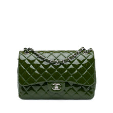 Chanel | Pre-Owned Jumbo Classic Patent Double Flap | Green/Olive Green