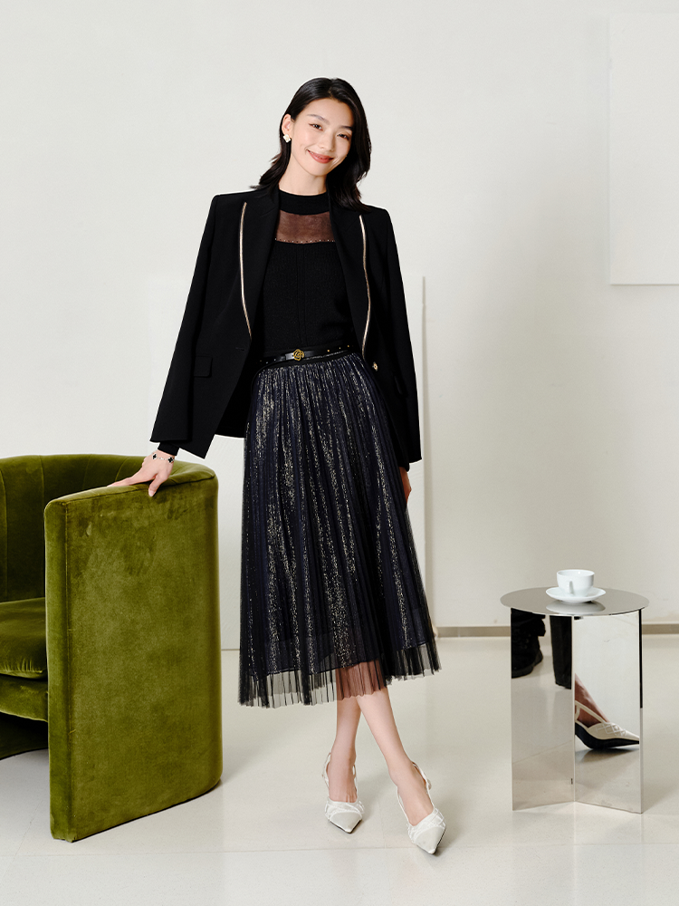 Elegant Wool Knit Sweater | Black