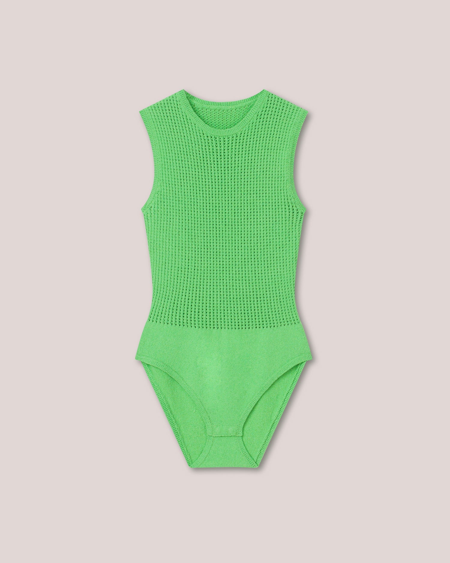 Mare Textured Cotton-Crochet Bodysuit | Bright Green