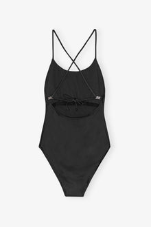 Recycled Graphic Tie String Swimsuit | Black
