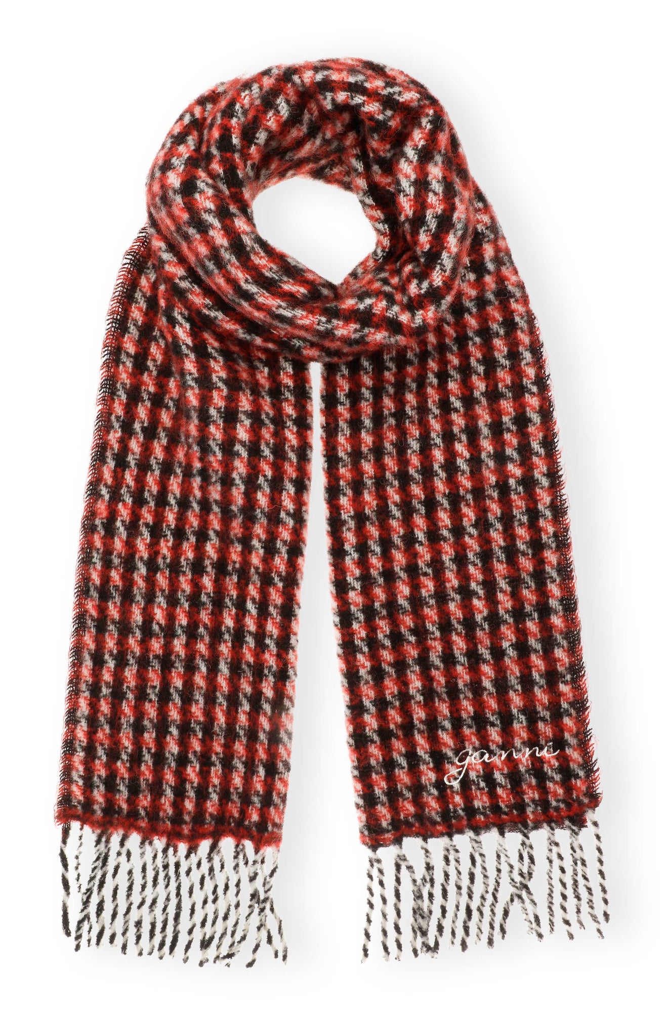 Check Mix Woven Scarf | Racing Red