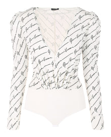 Versace | Crystal Logo Bodysuit Blouse