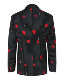 Versace | Embroidered Rose Wool Blend Blazer