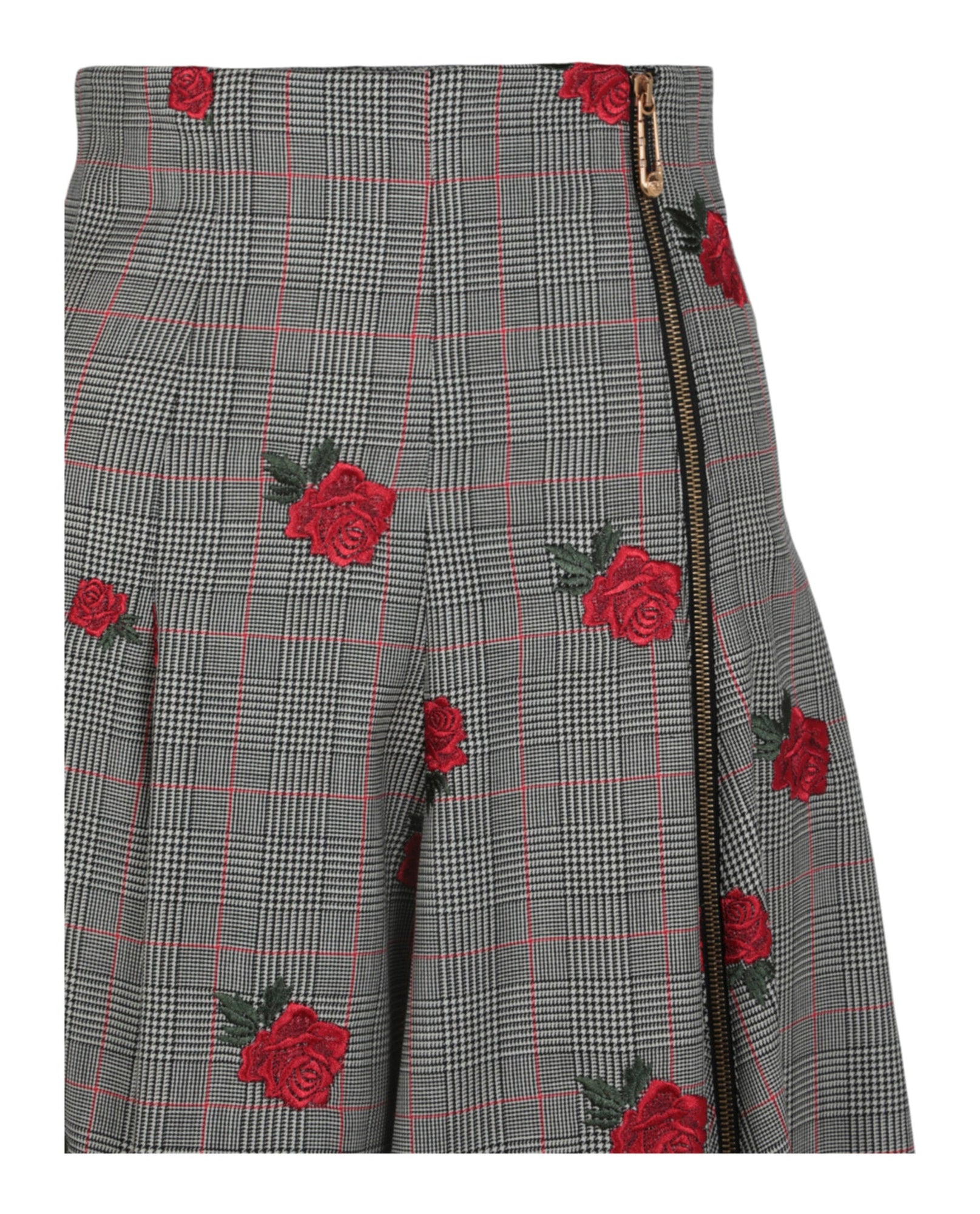 Versace | Floral Embroidered Plaid Skirt