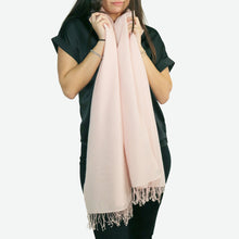 Cashmere Pashmina Scarf With Knotted Fringes | Heavenly Pink