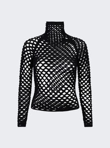 Women | ALAÏA | Cage High Neck Knitted Top | Black
