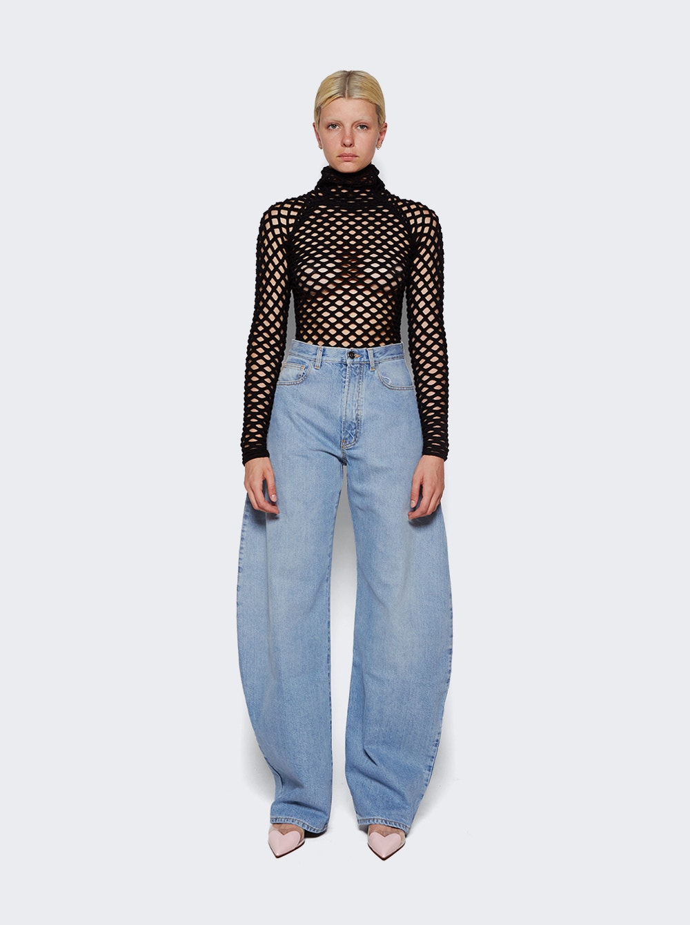 Women | ALAÏA | Cage High Neck Knitted Top | Black