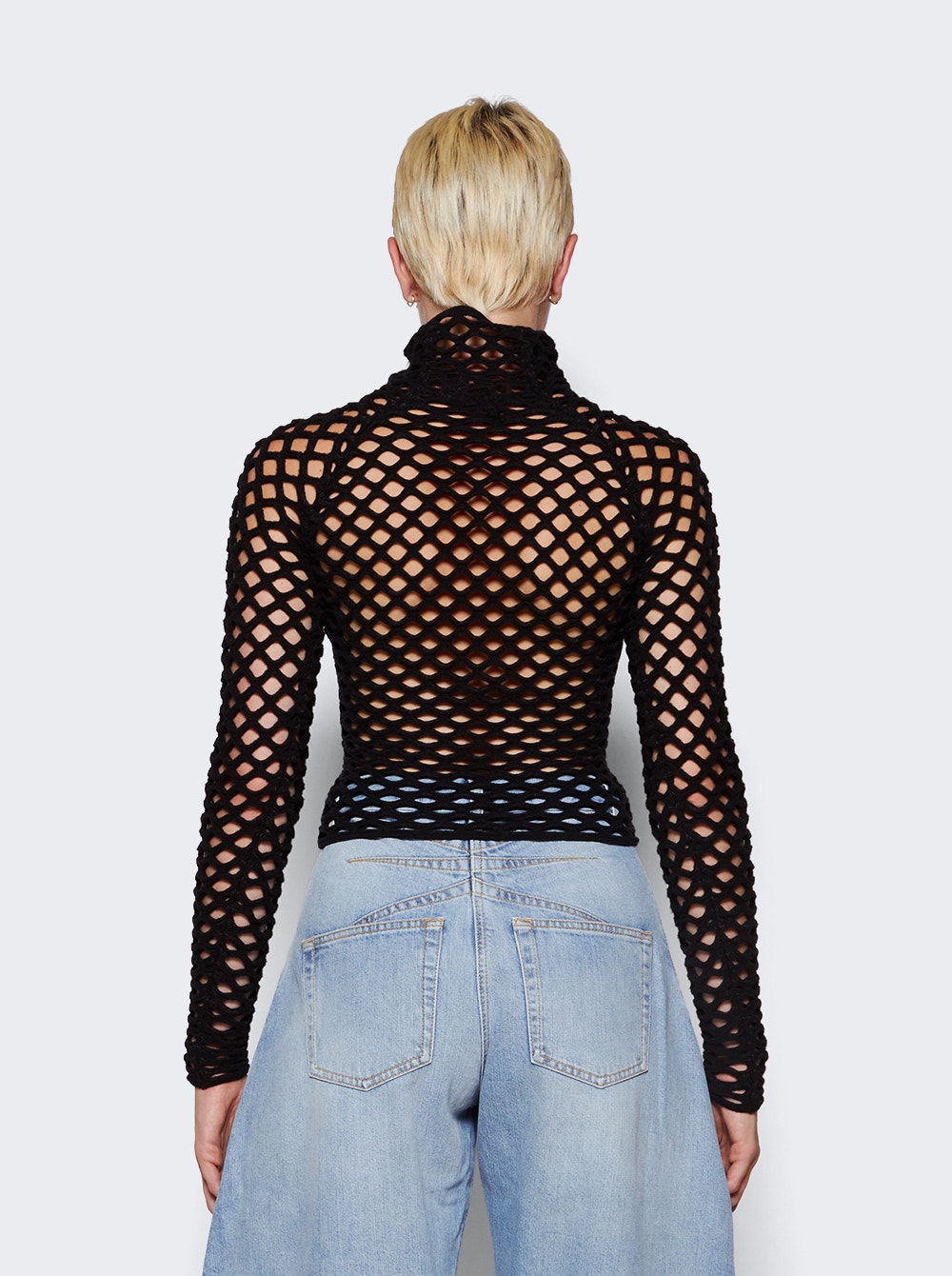 Women | ALAÏA | Cage High Neck Knitted Top | Black