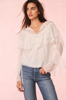 Afton Silk Lace Blouse | Ivory