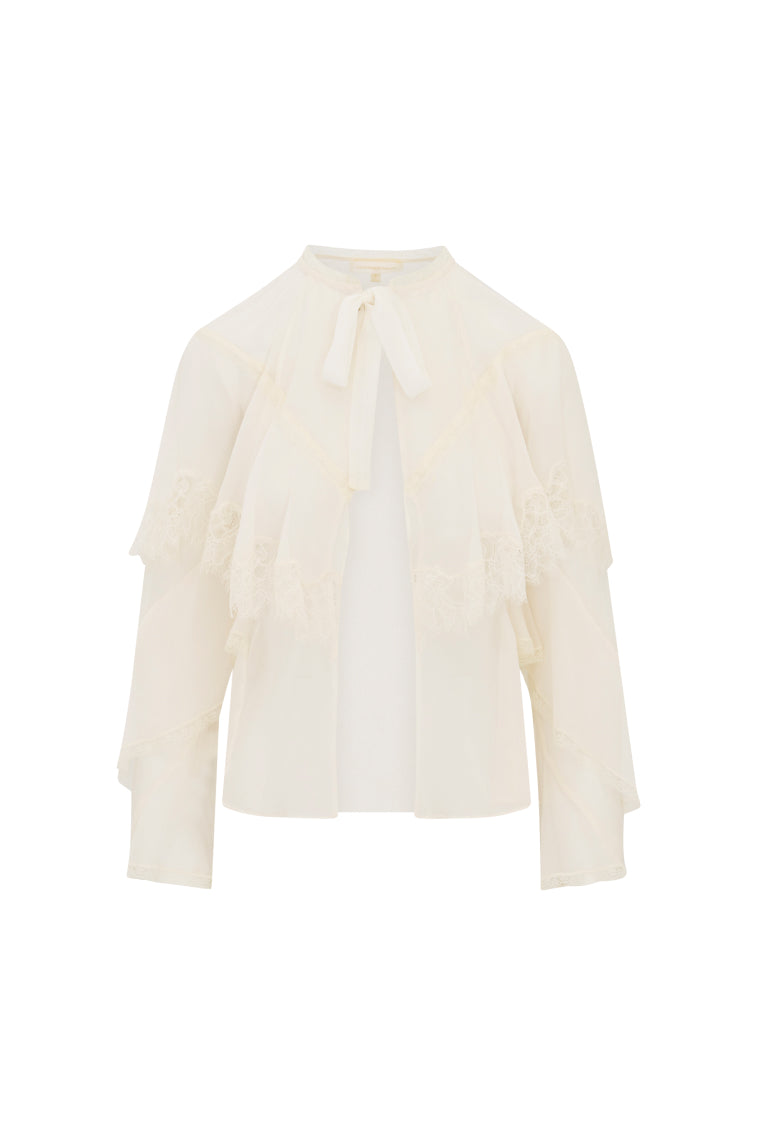 Afton Silk Lace Blouse | Ivory