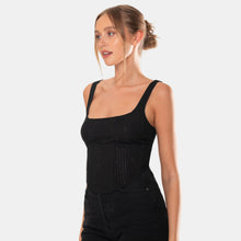 OW Collection ANDIE Rhinestone Corset Top Top 002 - Black Caviar