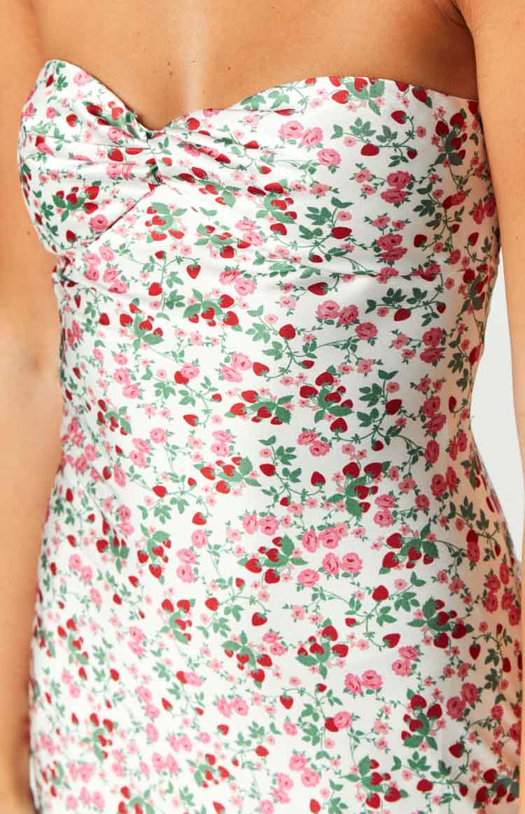Abbie Floral Maxi Formal Dress | White
