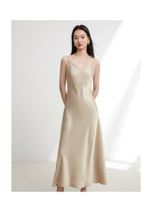 Acetic Acid Suspenders Dress | Camel