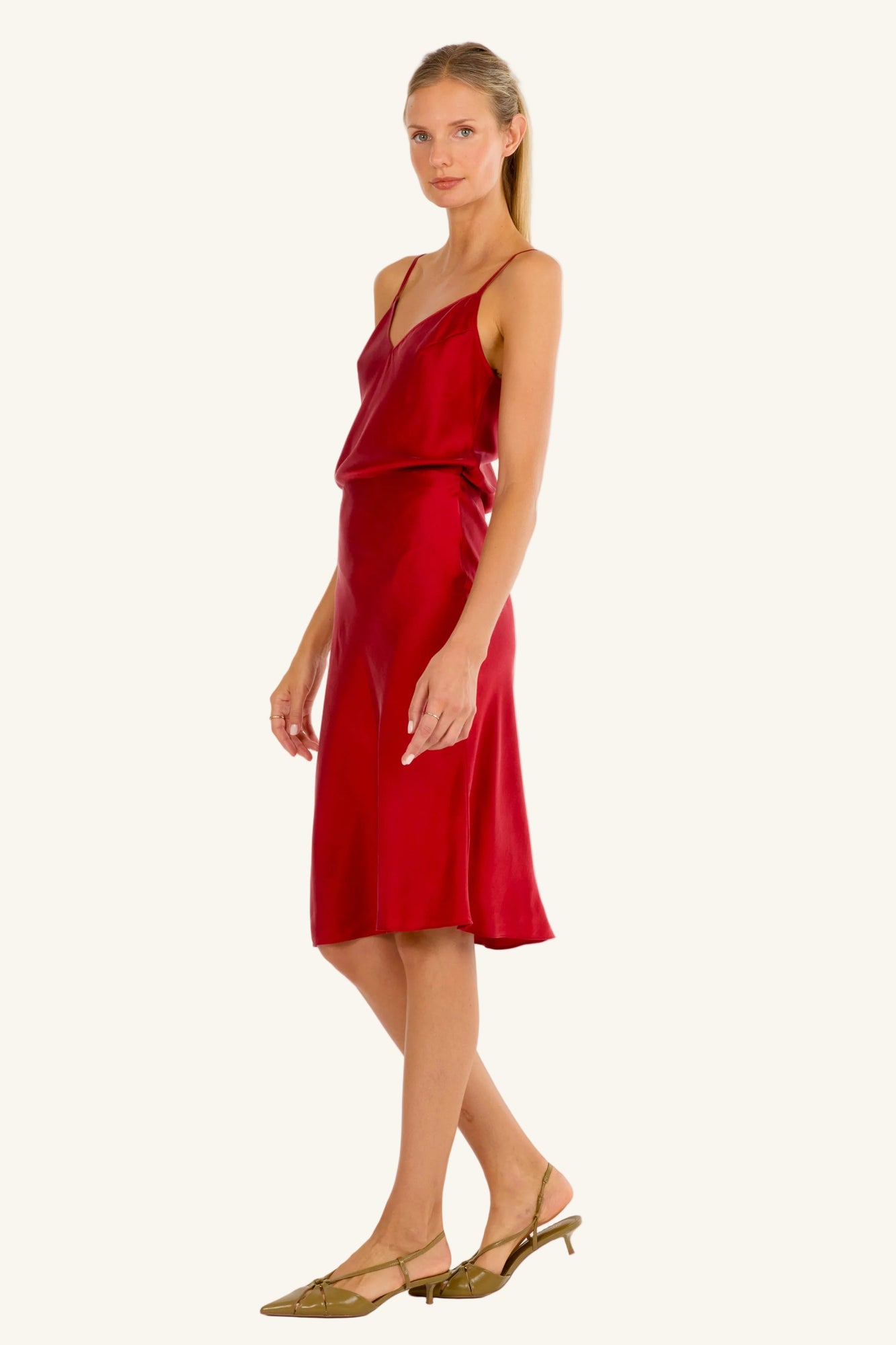 Lainey Midi Skirt | Orange Red