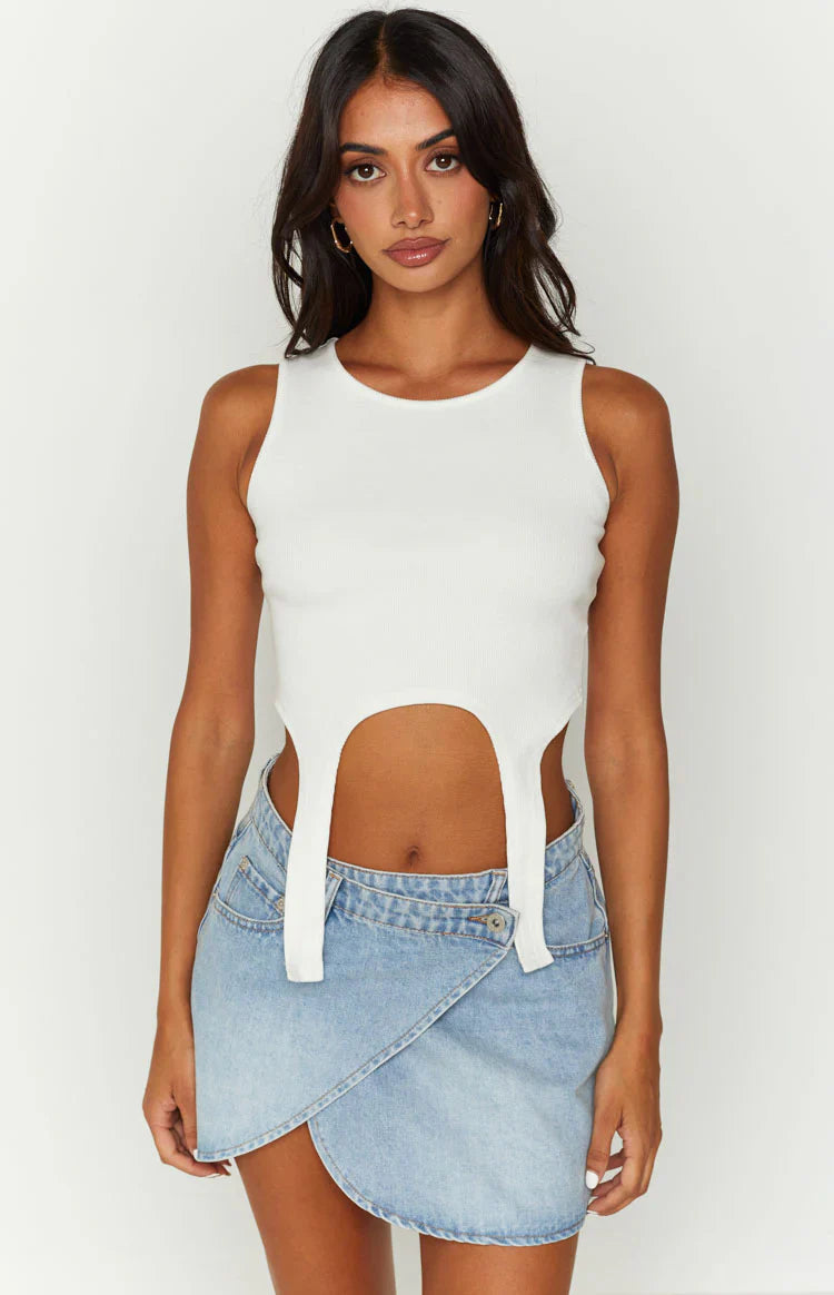 Alcmene Asymmetrical Wrap Mini Skirt | Denim