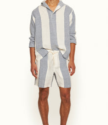 Alex Relaxed Fit Stripe Linen Shorts | Bergamo Blue/White Stripe