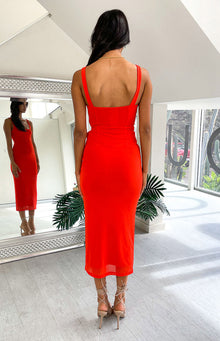 Amber Corset Formal Maxi Dress | Red