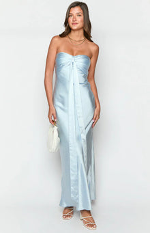 Ariella Satin Strapless Maxi Dress | Blue