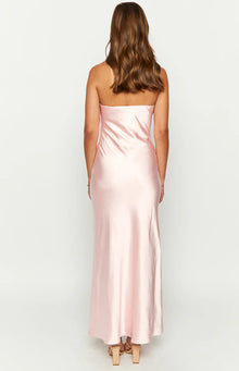 Ariella Satin Strapless Maxi Dress | Pink