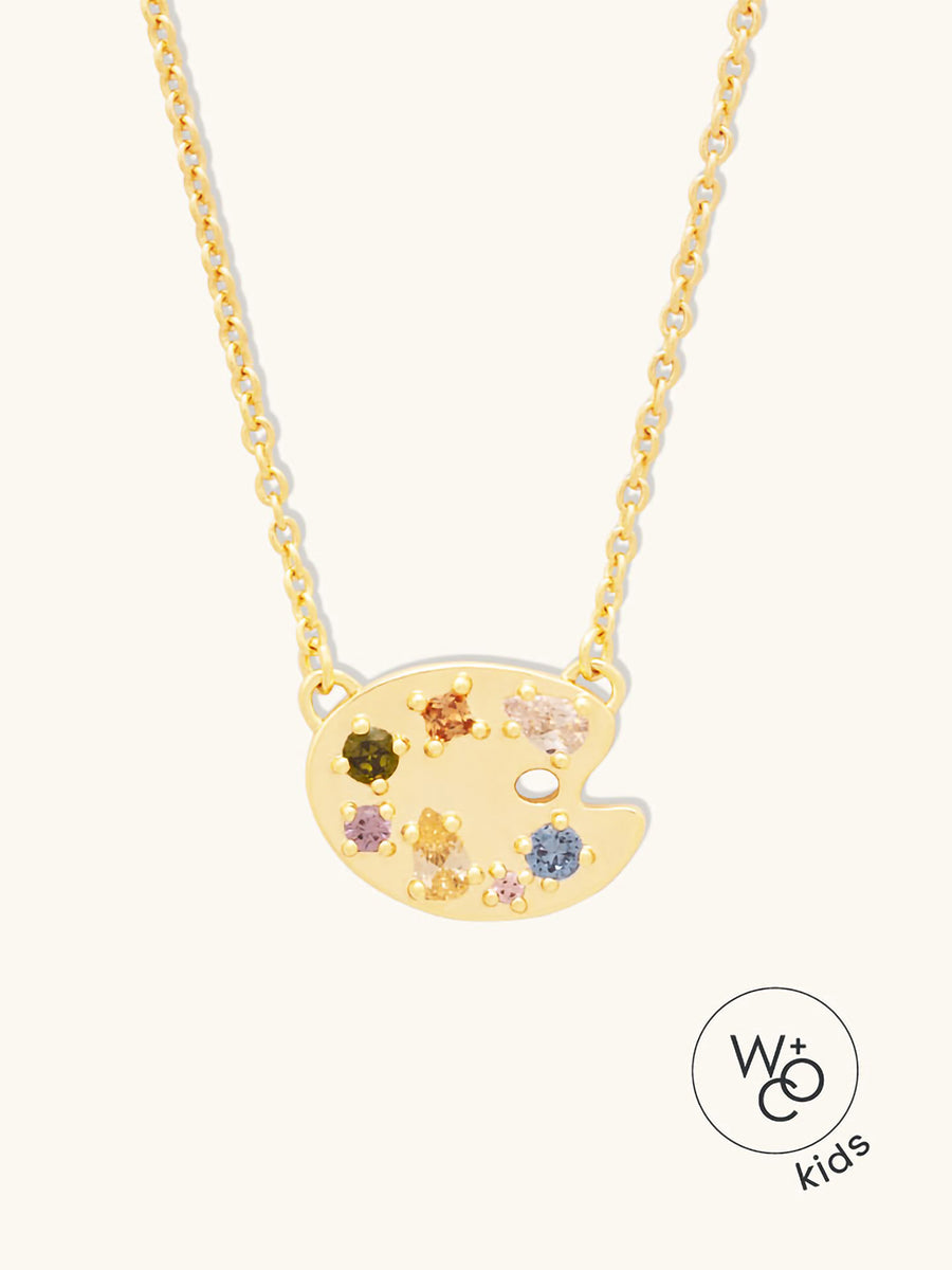 Art Palette Necklace | 5A Grade Cubic Zirconia | 14K Gold Plated Brass