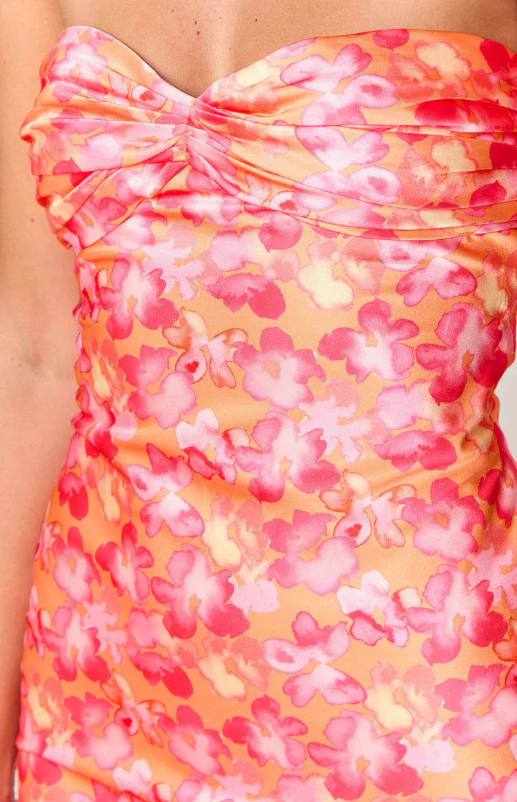 Ashley Formal Maxi Dress | Pink And Orange Floral