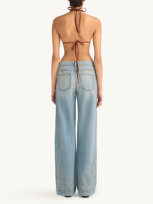 Helena Embroidered Jean | Light Blue